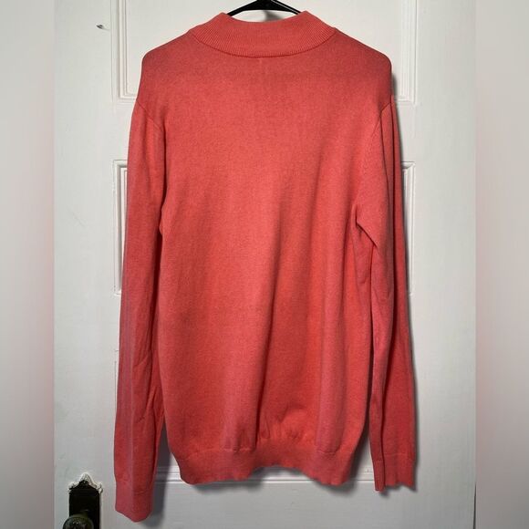 J. McLaughlin Quarter Zip Mock Neck Knit Sweater in Coral Pink Sz Medium - Picture 6 of 8